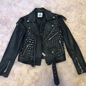 UNIF spiked/ studded metal moto jacket RARE